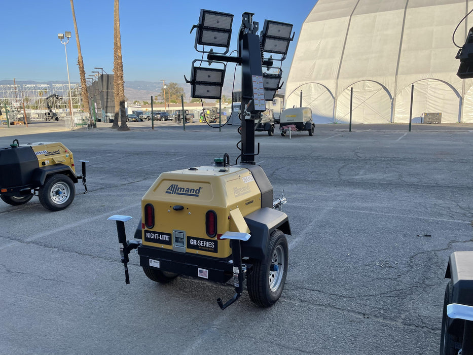2022 Allmand NLV3GR (4) LED Light Fixture 350W, 23' Vertical Mast, 3kW Prime, Towable, ES Decals, T3