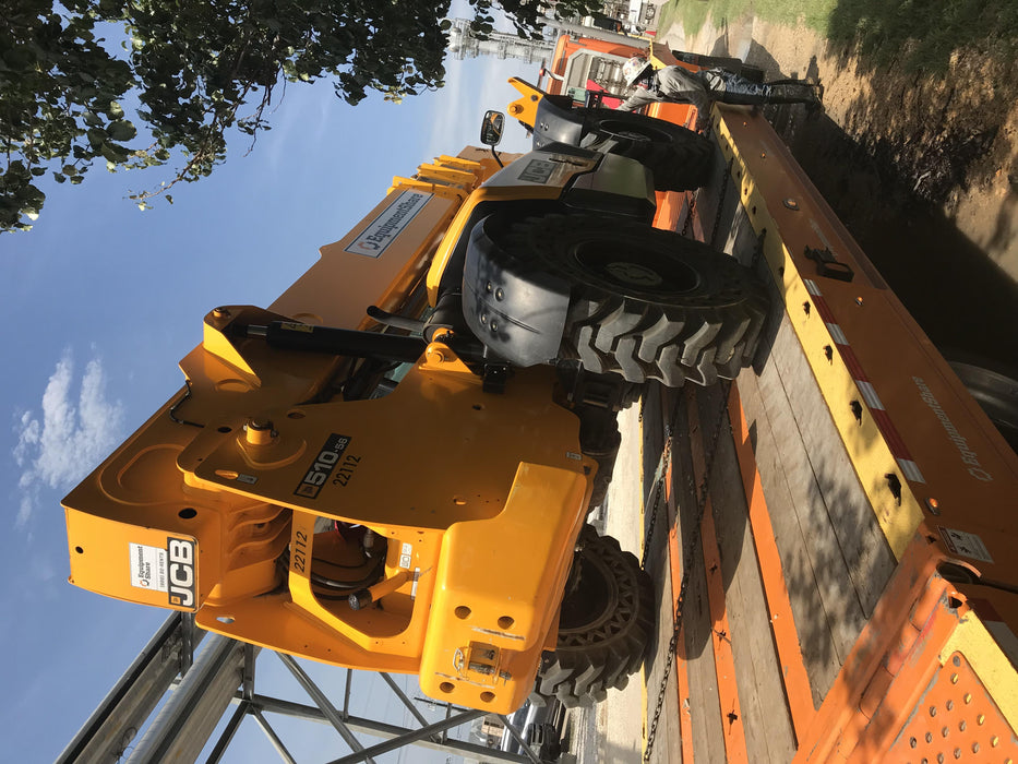 2018 JCB 510-56 JCB 510-56 Telehandler 74 HP w/CAB/HVAC, Beacon, Worklights, Aux Hydraulics, Solid Tires, 60" Carriage/Forks