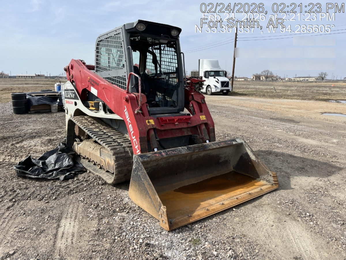 2019 Takeuchi TL12V2C Cab/Heat/Air w/Auxiliary Hydraulics, 2 Speed, Hydraulic QC 80" Tooth Bucket, 48" Pallet Forks