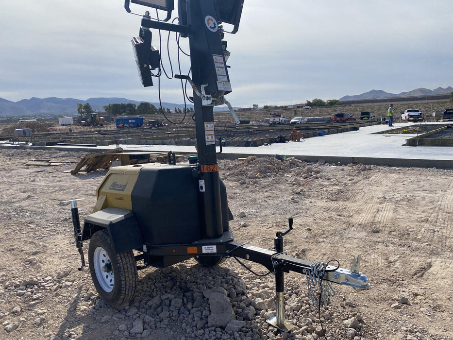 2021 Allmand NLV3GR (4) LED Light Fixture 350W, 23' Vertical Mast, 3kW Prime, Towable, Deep Sea L401, Leveling Jacks, Yanmar T4F 5.8hp