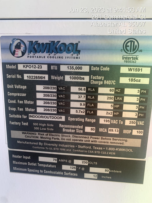 2022 KWIKOOL KPO12-23H