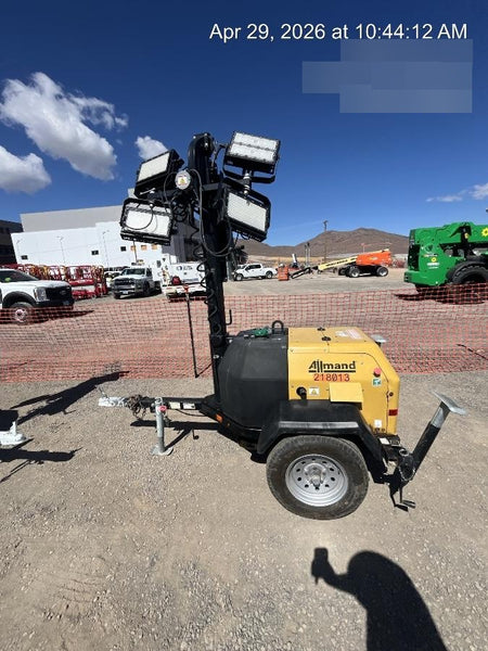 2022 Allmand NLV3GR (4) LED Light Fixture 350W, 23' Vertical Mast, 3kW Prime, Towable, Deep Sea L401, Leveling Jacks, Yanmar T4F 5.8hp