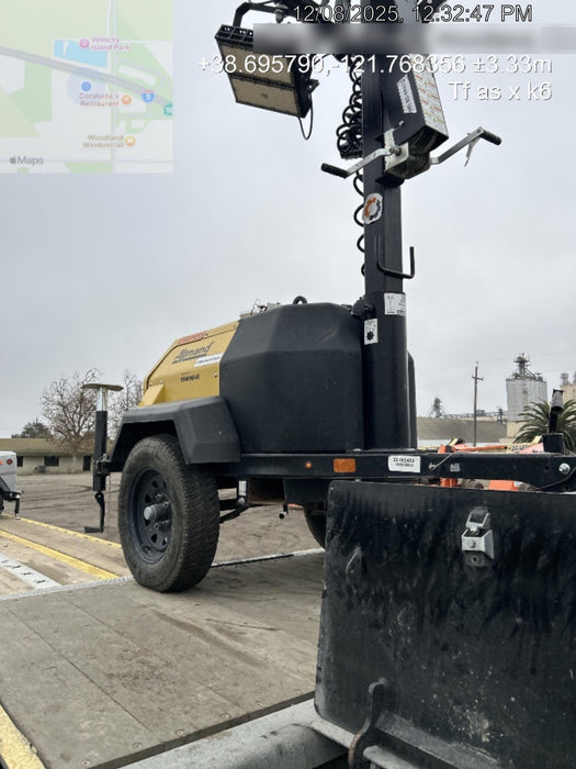 2022 Allmand NLV3GR (4) LED Light Fixture 350W, 23' Vertical Mast, 3kW Prime, Towable, ES Decals, T3