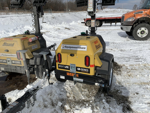 2021 Allmand NLV3GR (4) LED Light Fixture 350W, 23' Vertical Mast, 3kW Prime, Towable, Deep Sea L401, Leveling Jacks, Yanmar T4F 5.8hp