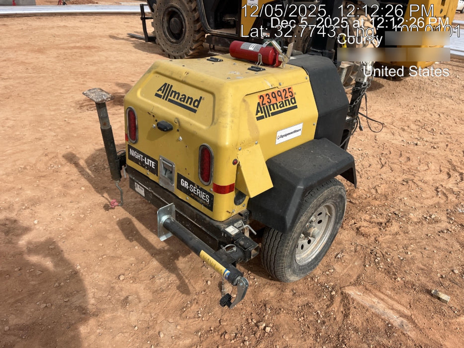 2022 Allmand NLV3GR (4) LED Light Fixture 350W, 23' Vertical Mast, 3kW Prime, Towable, Deep Sea L401, Leveling Jacks, Yanmar T4F 5.8hp