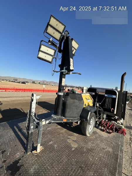 2022 Allmand NLV3GR (4) LED Light Fixture 350W, 23' Vertical Mast, 3kW Prime, Towable, Deep Sea L401, Leveling Jacks, Yanmar T4F 5.8hp