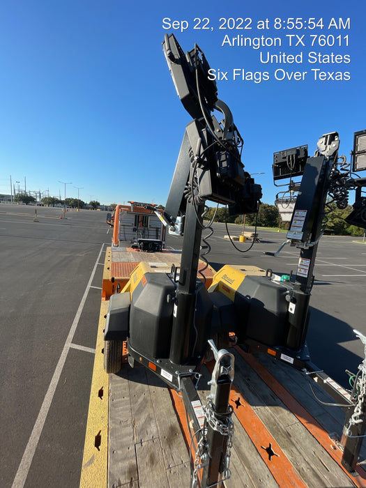 2022 Allmand NLV3GR (4) LED Light Fixture 350W, 23' Vertical Mast, 3kW Prime, Towable, Deep Sea L401, Leveling Jacks, Yanmar T4F 5.8hp