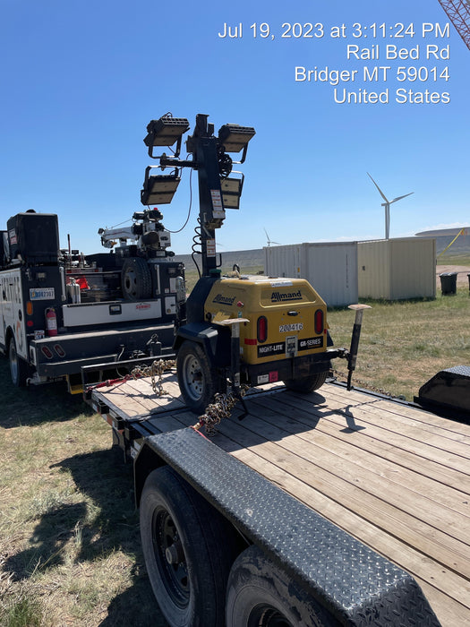 2022 Allmand NLV3GR (4) LED Light Fixture 350W, 23' Vertical Mast, 3kW Prime, Towable, Deep Sea L401, Leveling Jacks, Yanmar T4F 5.8hp