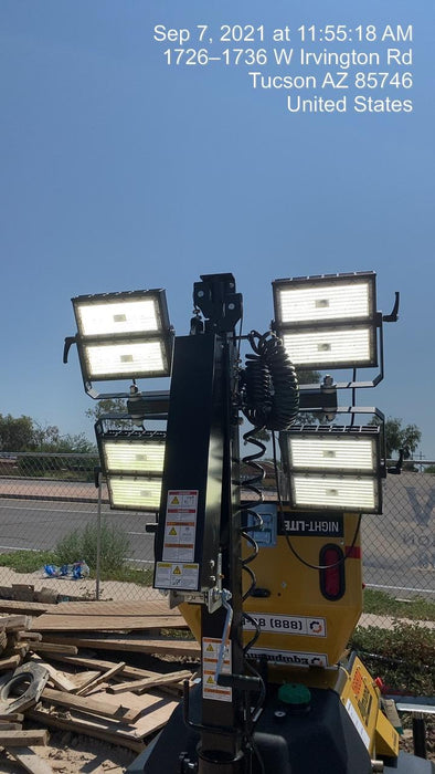 2021 Allmand NLV3GR (4) LED Light Fixture 350W, 23' Vertical Mast, 3kW Prime, Towable, Deep Sea L401, Leveling Jacks, Yanmar T4F 5.8hp