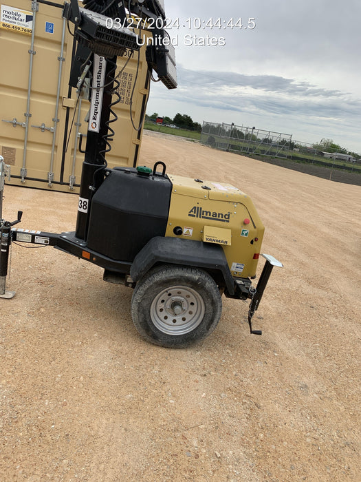 2022 Allmand NLV3GR (4) LED Light Fixture 350W, 23' Vertical Mast, 3kW Prime, Towable, ES Decals, T3