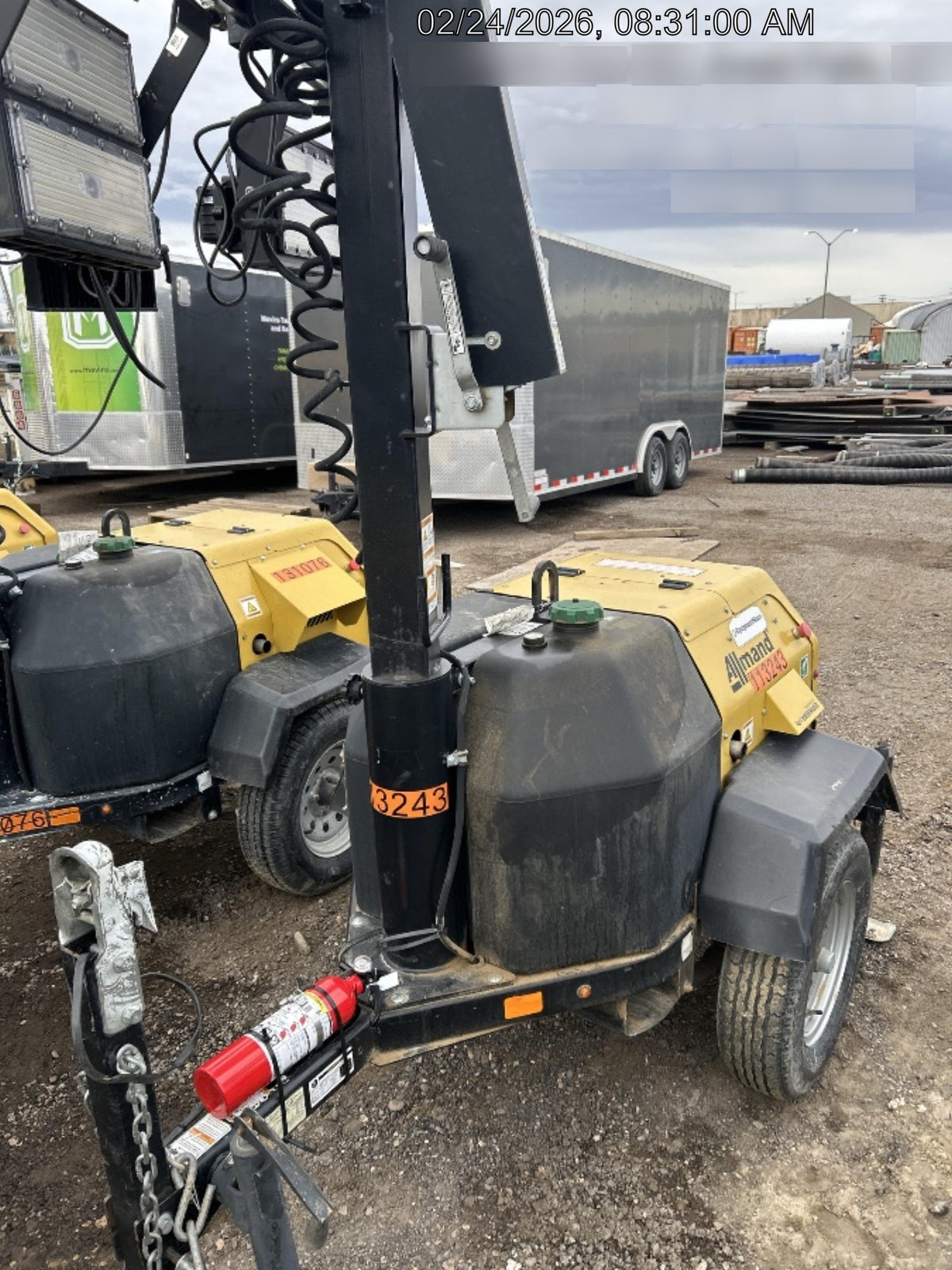 2020 Allmand NLV3GR (4) LED Light Fixture 350W, 23' Vertical Mast, 3kW Prime, Towable, Deep Sea L401, Leveling Jacks, Yanmar T4F 5.8hp