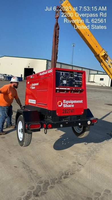 2022 Shindaiwa DGW400MDL Kubota D902 Engine, 23 HP, Dual Op Welder, Wire, Arc, Droop Stick, Tig, and CC Stick Functionality, Simulphase, 3 Phase and 1 Phase Gen Output, Single Axle NB Trlr, Slr Trckl Chrg 12V 12W, Fire Ext