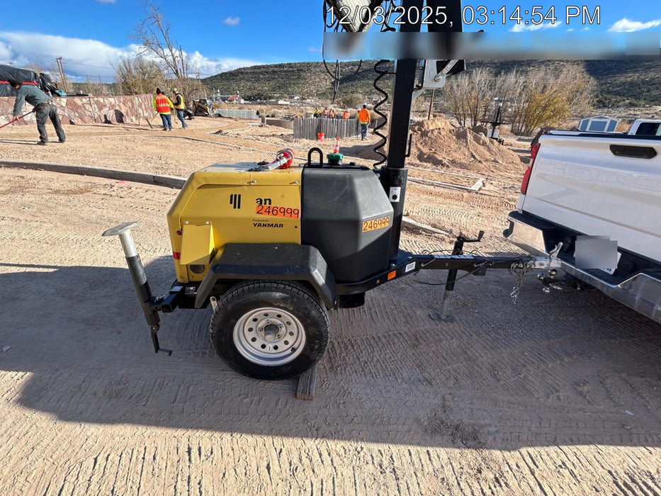 2022 Allmand NLV3GR (4) LED Light Fixture 350W, 23' Vertical Mast, 3kW Prime, Towable, ES Decals, T3