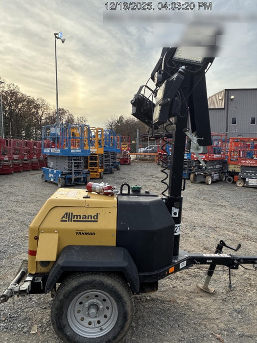 2022 Allmand NLV3GR (4) LED Light Fixture 350W, 23' Vertical Mast, 3kW Prime, Towable, ES Decals, T3