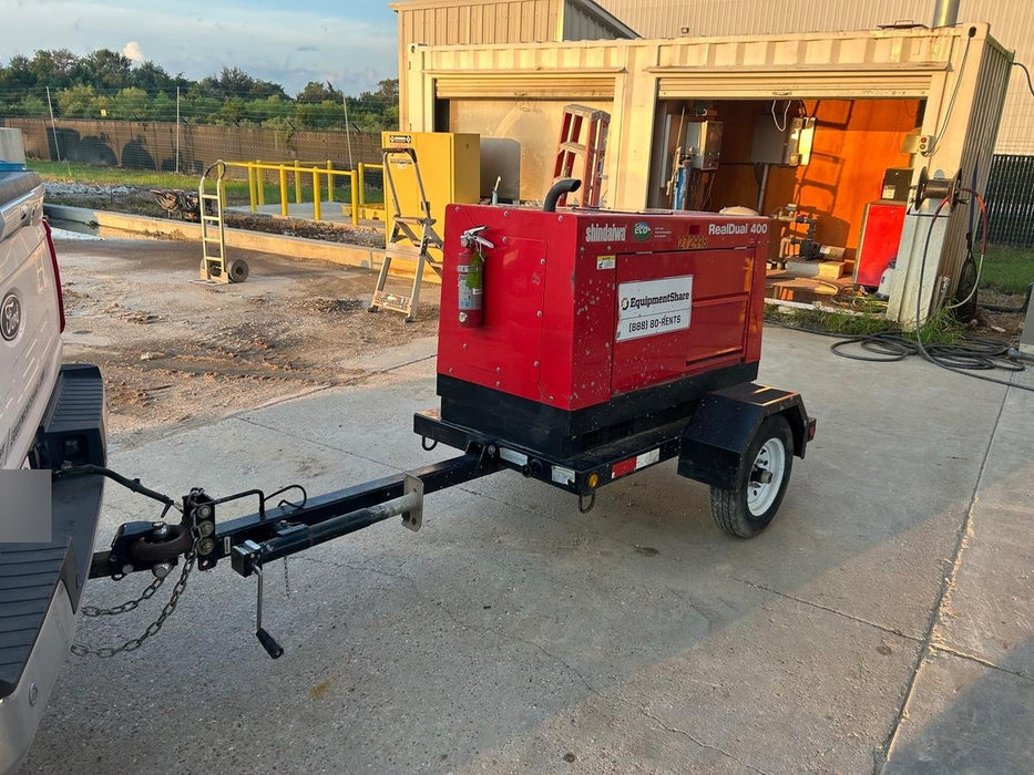 2022 Shindaiwa DGW400MDL Kubota D902 Engine, 23 HP, Dual Op Welder, Wire, Arc, Droop Stick, Tig, and CC Stick Functionality, Simulphase, 3 Phase and 1 Phase Gen Output, Single Axle NB Trlr, Slr Trckl Chrg 12V 12W, Fire Ext