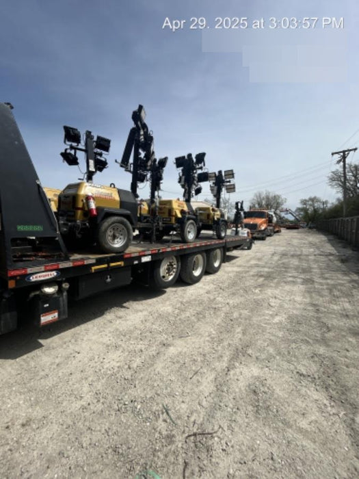 2022 Allmand NLV3GR (4) LED Light Fixture 350W, 23' Vertical Mast, 3kW Prime, Towable, Deep Sea L401, Leveling Jacks, Yanmar T4F 5.8hp