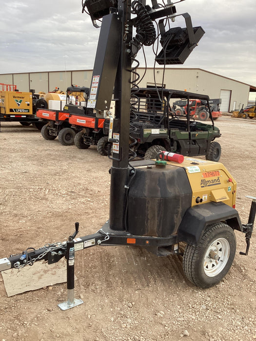 Allmand NLV3GR (4) LED Light Fixture 350W, 23' Vertical Mast, 3kW Prime, Towable, Deep Sea L401, Leveling Jacks, Yanmar T4F 5.8hp