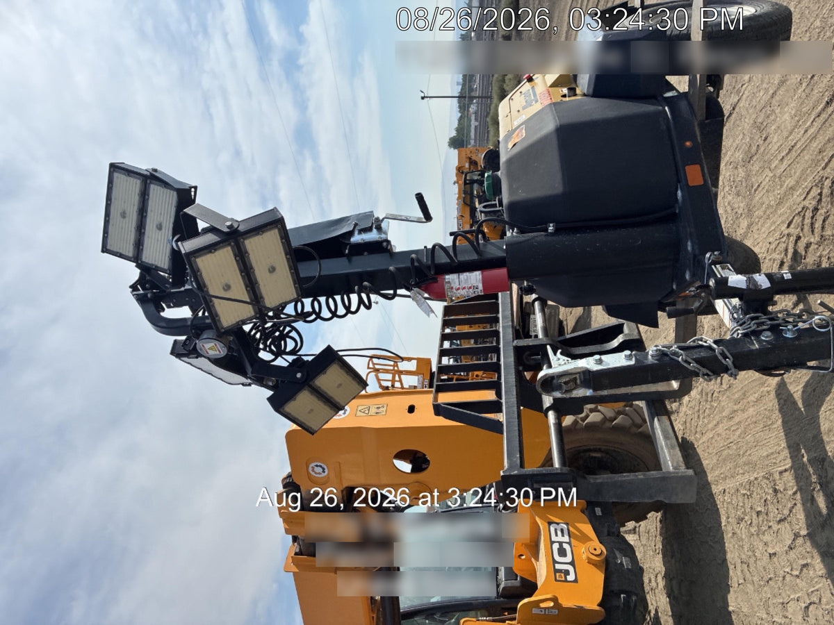Allmand NLV3GR (4) LED Light Fixture 350W, 23' Vertical Mast, 3kW Prime, Towable, Deep Sea L401, Leveling Jacks, Yanmar T4F 5.8hp
