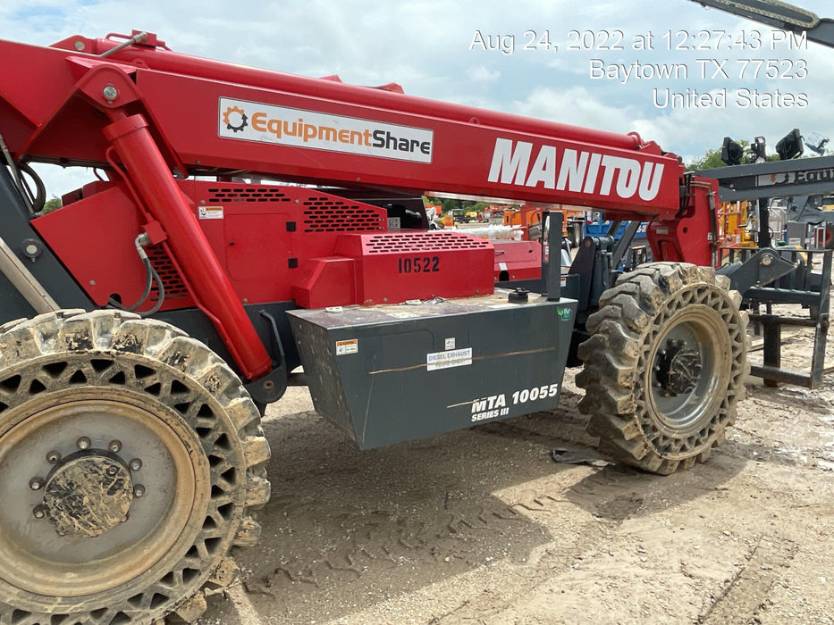 2018 Manitou MTA10055 Manitou MTA 10055 w/Cab/Heat/AC, Work Lights/Strobe, Aux Hyd, Solid Tires, Lift Hook, 66" Carriage, 60" Forks