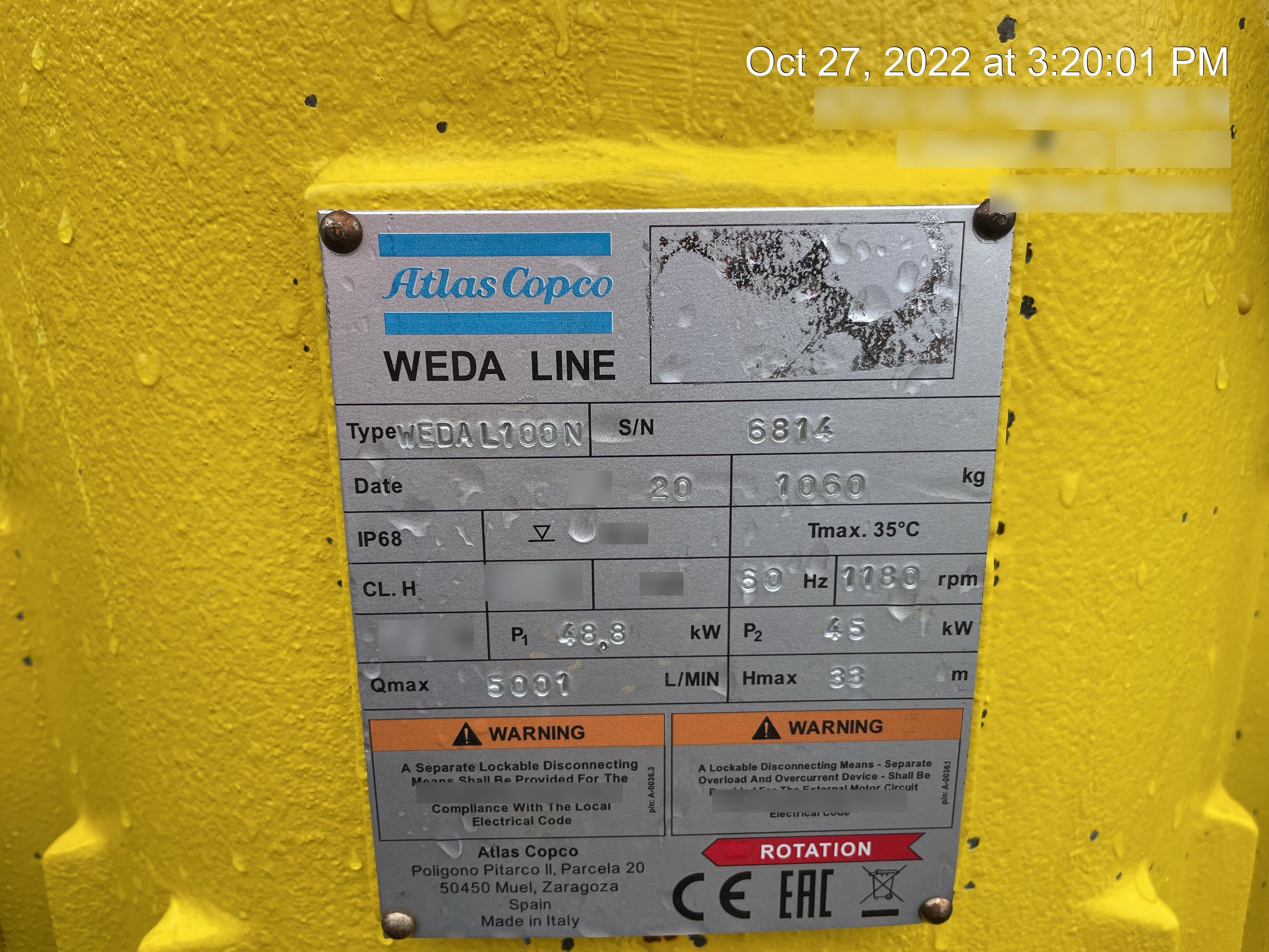 2021 ATLAS COPCO WEDA L100N