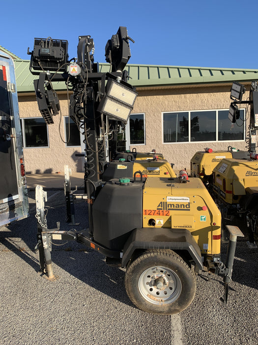 2021 Allmand NLV3GR (4) LED Light Fixture 350W, 23' Vertical Mast, 3kW Prime, Towable, Deep Sea L401, Leveling Jacks, Yanmar T4F 5.8hp