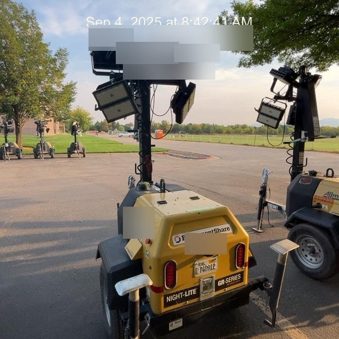 2021 Allmand NLV3GR (4) LED Light Fixture 350W, 23' Vertical Mast, 3kW Prime, Towable, Deep Sea L401, Leveling Jacks, Yanmar T4F 5.8hp