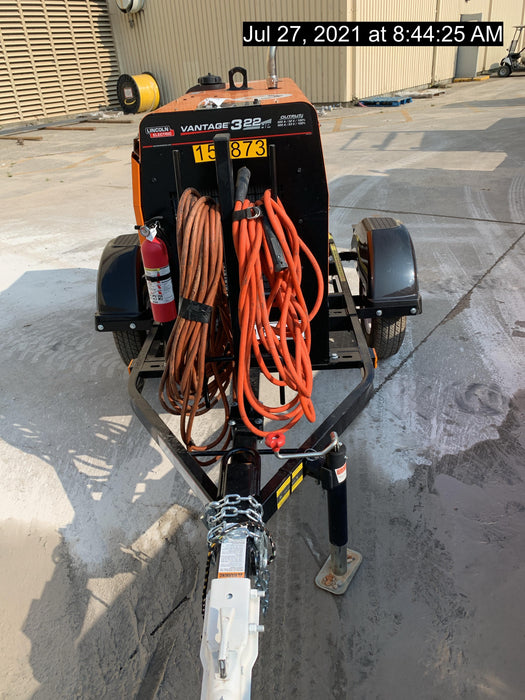 2021 Lincoln Electric Vantage 322 Vantage 322 Ready Pak 3 w/ Telematics & Decals, ORANGE (includes trailer, cable rack, fender light kit)