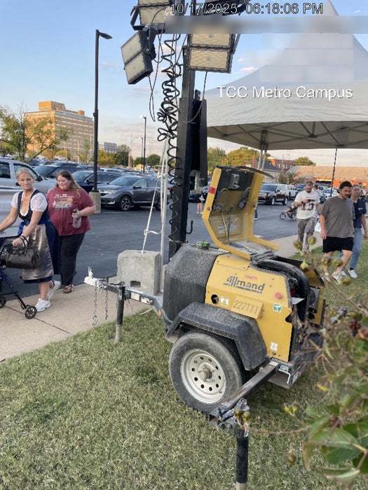 2022 Allmand NLV3GR (4) LED Light Fixture 350W, 23' Vertical Mast, 3kW Prime, Towable, Deep Sea L401, Leveling Jacks, Yanmar T4F 5.8hp