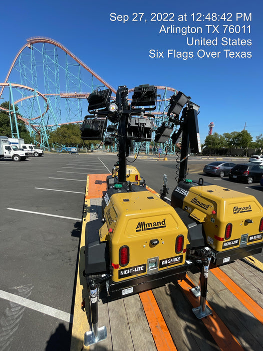 2022 Allmand NLV3GR (4) LED Light Fixture 350W, 23' Vertical Mast, 3kW Prime, Towable, ES Decals, T3