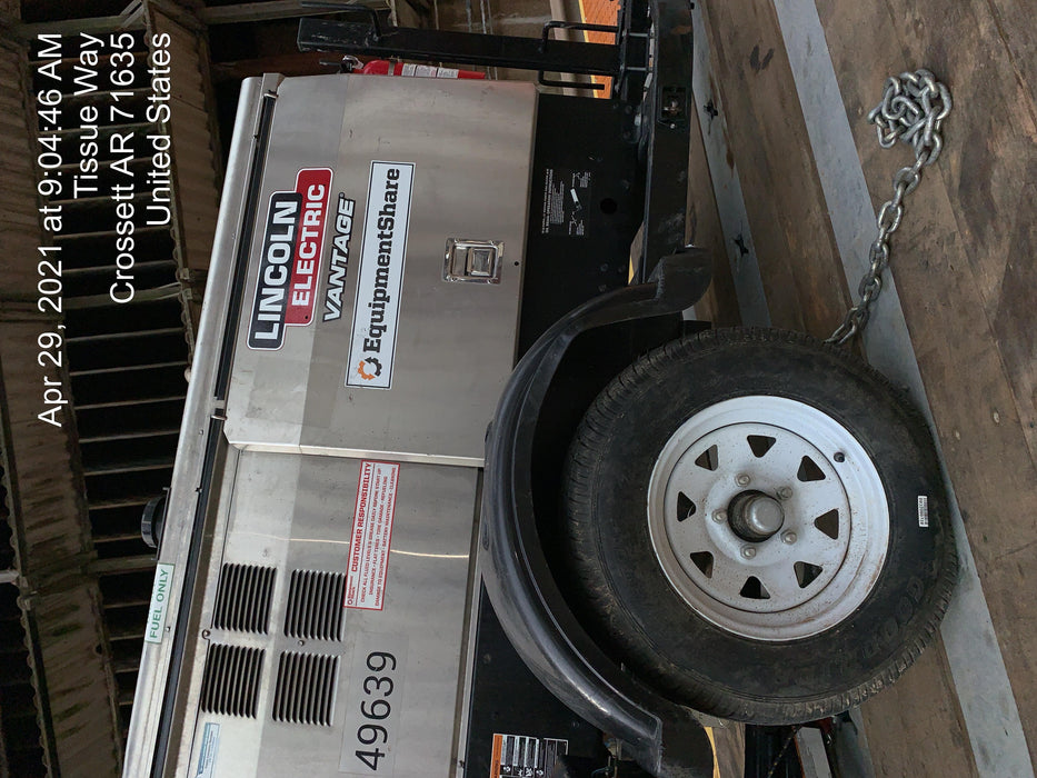 2019 Lincoln Electric Vantage 322 Ready-Pak 3, Two Wheel Trailer, Fender and Light Kit, Cable Rack