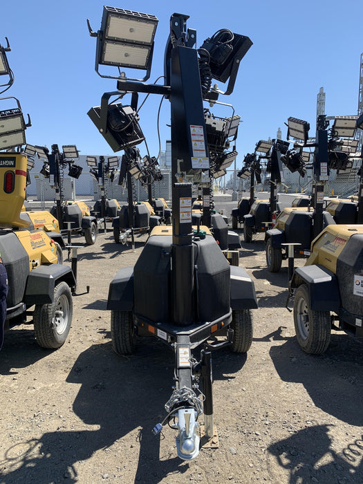 2020 Allmand NLV3GR (4) LED Light Fixture 350W, 23' Vertical Mast, 3kW Prime, Towable, Deep Sea L401, Leveling Jacks, Yanmar T4F 5.8hp