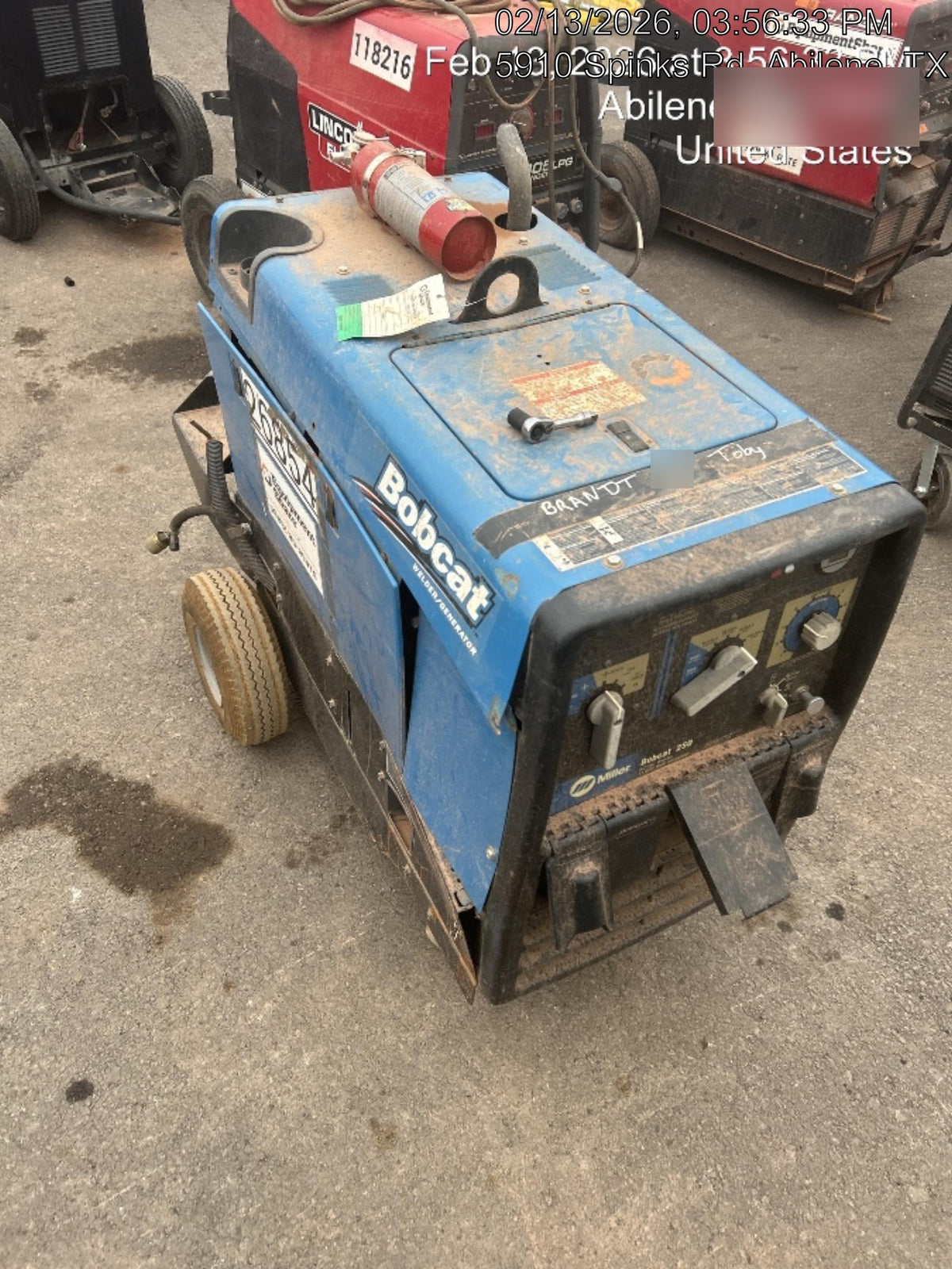 2019 Miller Electric BOBCAT 250 LP/Propane, Running Gear, Tank Bracket, Hose