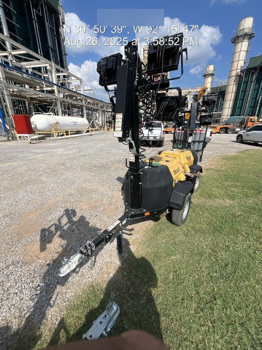 2022 Allmand NLV3GR (4) LED Light Fixture 350W, 23' Vertical Mast, 3kW Prime, Towable, Deep Sea L401, Leveling Jacks, Yanmar T4F 5.8hp