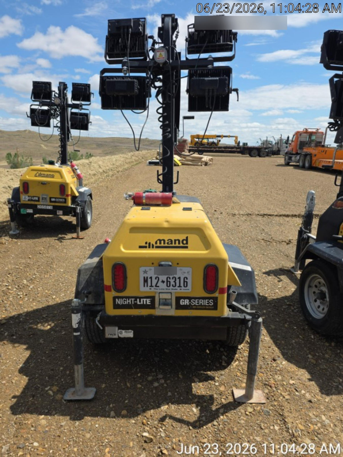 2021 Allmand NLV3GR (4) LED Light Fixture 350W, 23' Vertical Mast, 3kW Prime, Towable, Deep Sea L401, Leveling Jacks, Yanmar T4F 5.8hp