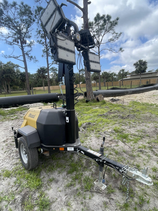 2022 Allmand NLV3GR (4) LED Light Fixture 350W, 23' Vertical Mast, 3kW Prime, Towable, Deep Sea L401, Leveling Jacks, Yanmar T4F 5.8hp