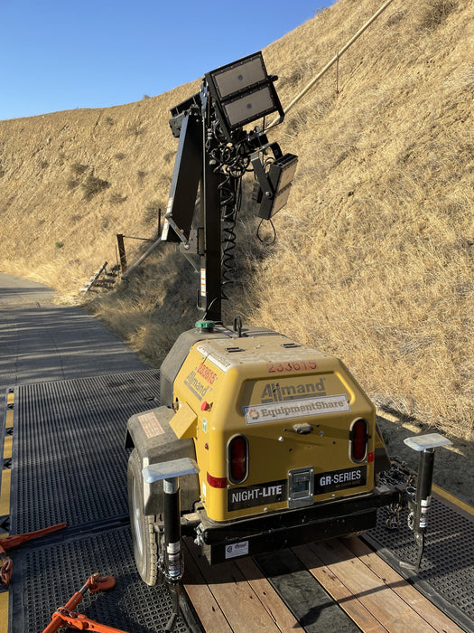 2022 Allmand NLV3GR (4) LED Light Fixture 350W, 23' Vertical Mast, 3kW Prime, Towable, Deep Sea L401, Leveling Jacks, Yanmar T4F 5.8hp