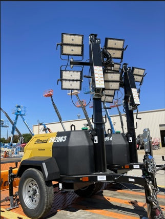 2022 Allmand NLV3GR (4) LED Light Fixture 350W, 23' Vertical Mast, 3kW Prime, Towable, ES Decals, T3