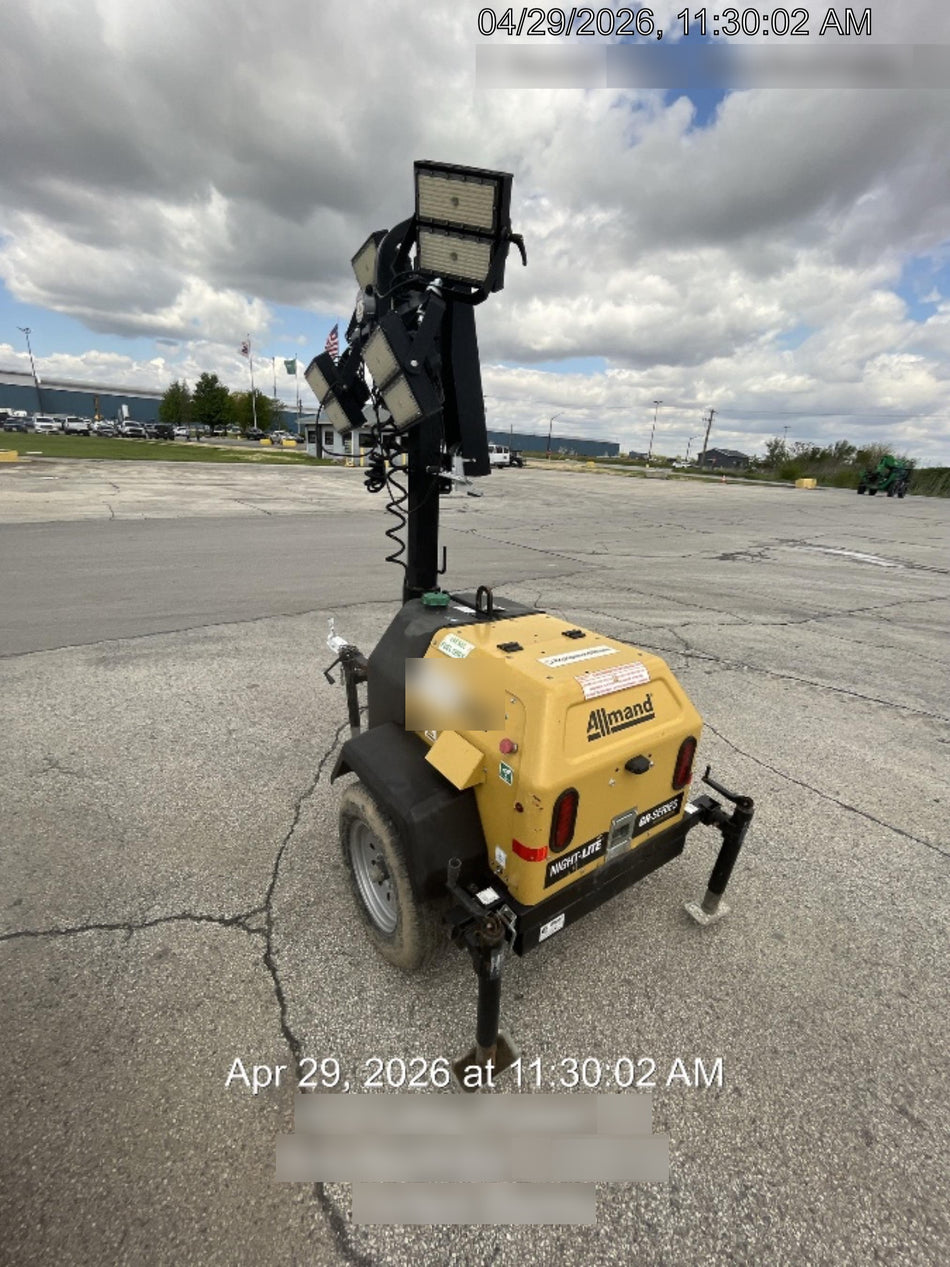 2022 Allmand NLV3GR (4) LED Light Fixture 350W, 23' Vertical Mast, 3kW Prime, Towable, Deep Sea L401, Leveling Jacks, Yanmar T4F 5.8hp
