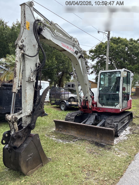 2019 Takeuchi TB290 Cab, AC, Rubber Tracks, Dozer Blade, Travel Alarm, Control Pattern Change Valve, Auxiliary Hydraulics w/18" Quick Coupler Bucket with teeth, 6.2 cu. ft. capacity/24" Quick Coupler Bucket with teeth, 8.6 cu. ft. capacity/36" Quick Coupler Bucket with teeth, 13.4 cu. ft. capacity, Quick Coupler, Hydraulic Thumb Installed