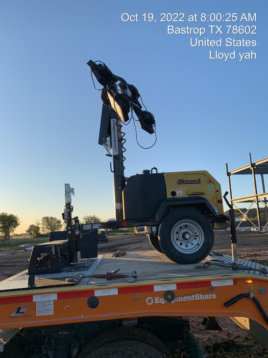 2022 Allmand NLV3GR (4) LED Light Fixture 350W, 23' Vertical Mast, 3kW Prime, Towable, ES Decals, T3