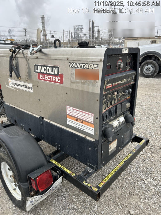 2019 Lincoln Electric Vantage 322 Welder Ready-Pak 3, Two wheel trailer, Fender and Light kit, Cable Rack