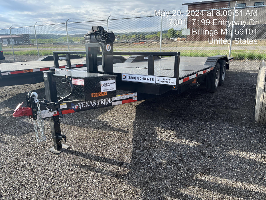 2024 TEXAS PRIDE TRAILERS 21' Lowboy Gravity Tilt Bed 14K Bumper Pull Trailer