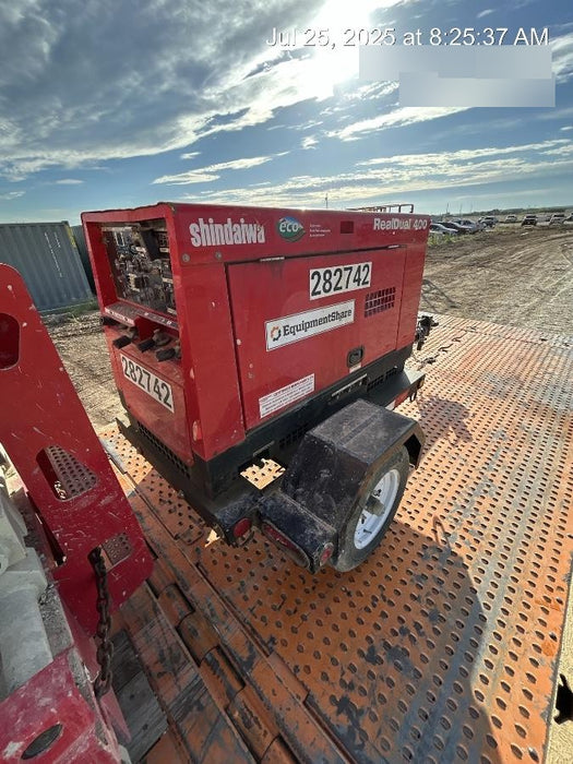 2022 Shindaiwa DGW400MDL Kubota D902 Engine, 23 HP, Dual Op Welder, Wire, Arc, Droop Stick, Tig, and CC Stick Functionality, Simulphase, 3 Phase and 1 Phase Gen Output, Single Axle NB Trlr, Slr Trckl Chrg 12V 12W, Fire Ext