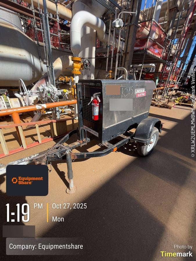 2019 Lincoln Electric Vantage 322 Welder Ready-Pak 3, Two wheel trailer, Fender and Light kit, Cable Rack