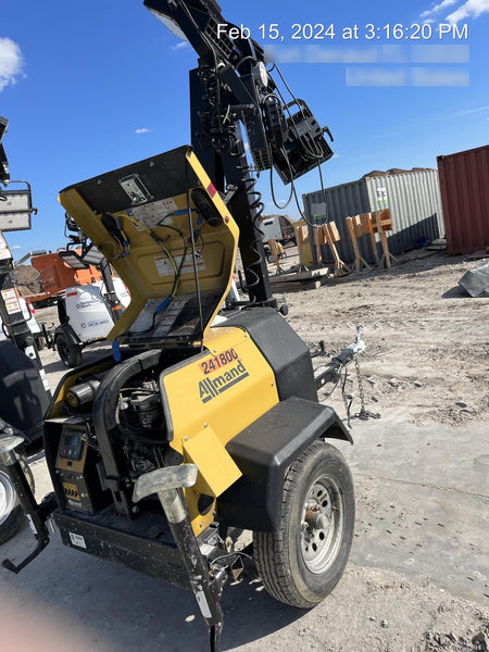 2022 Allmand NLV3GR (4) LED Light Fixture 350W, 23' Vertical Mast, 3kW Prime, Towable, Deep Sea L401, Leveling Jacks, Yanmar T4F 5.8hp