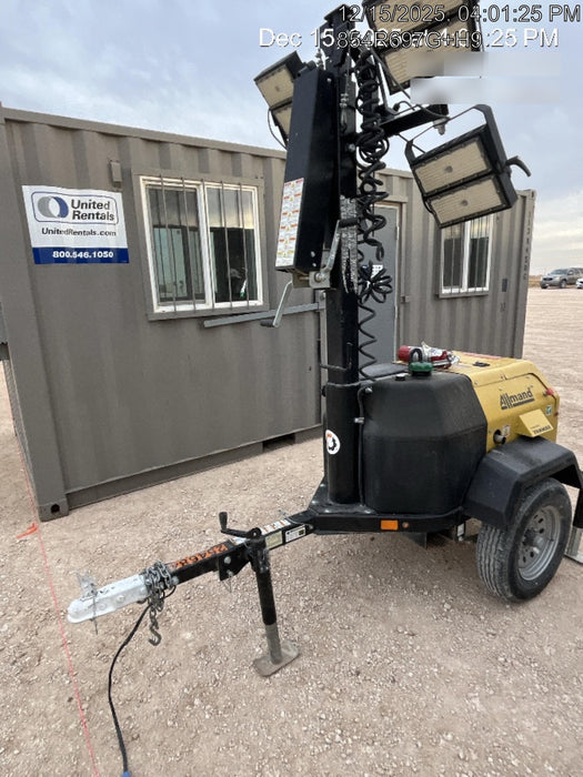 2022 Allmand NLV3GR (4) LED Light Fixture 350W, 23' Vertical Mast, 3kW Prime, Towable, ES Decals, T3