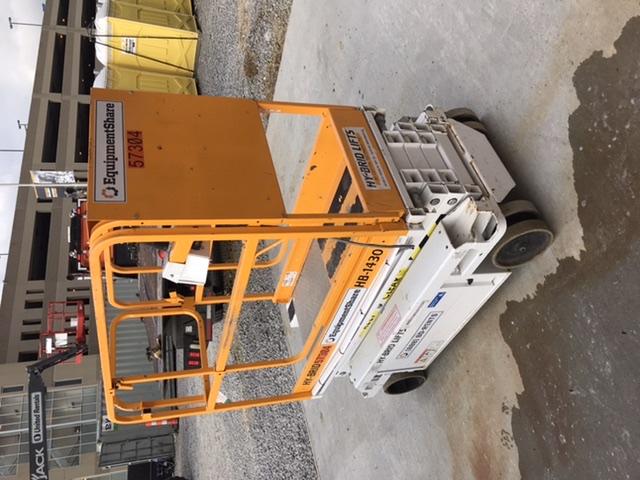 Custom Equipment HB-1430 <ul>
 <li>Hy-Brid Scissor Lift</li>
  <li>Platform capacity up to 670 lbs.</li>
  <li>Working height up to 20 ft</li>
  <li>Weighs under 1,700 lbs.</li>
  <li>Non-marking wheels </li>
</ul>