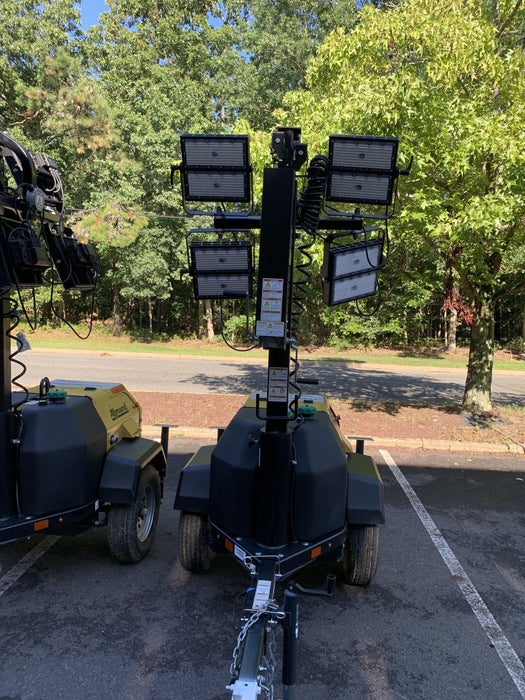 2021 Allmand NLV3GR (4) LED Light Fixture 350W, 23' Vertical Mast, 3kW Prime, Towable, Deep Sea L401, Leveling Jacks, Yanmar T4F 5.8hp