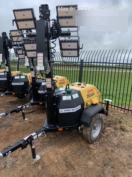 2022 Allmand NLV3GR (4) LED Light Fixture 350W, 23' Vertical Mast, 3kW Prime, Towable, Deep Sea L401, Leveling Jacks, Yanmar T4F 5.8hp