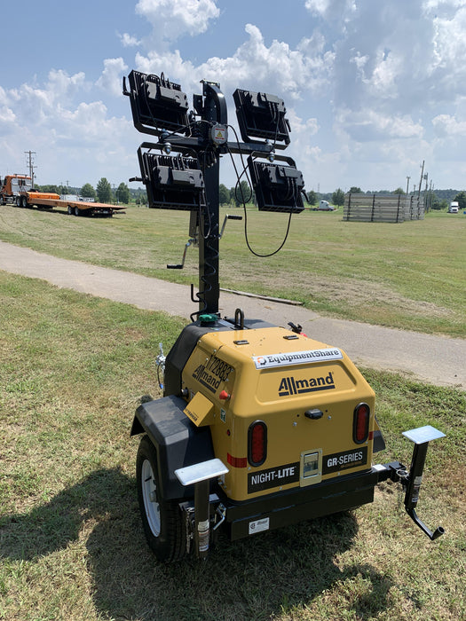 2021 Allmand NLV3GR (4) LED Light Fixture 350W, 23' Vertical Mast, 3kW Prime, Towable, Deep Sea L401, Leveling Jacks, Yanmar T4F 5.8hp